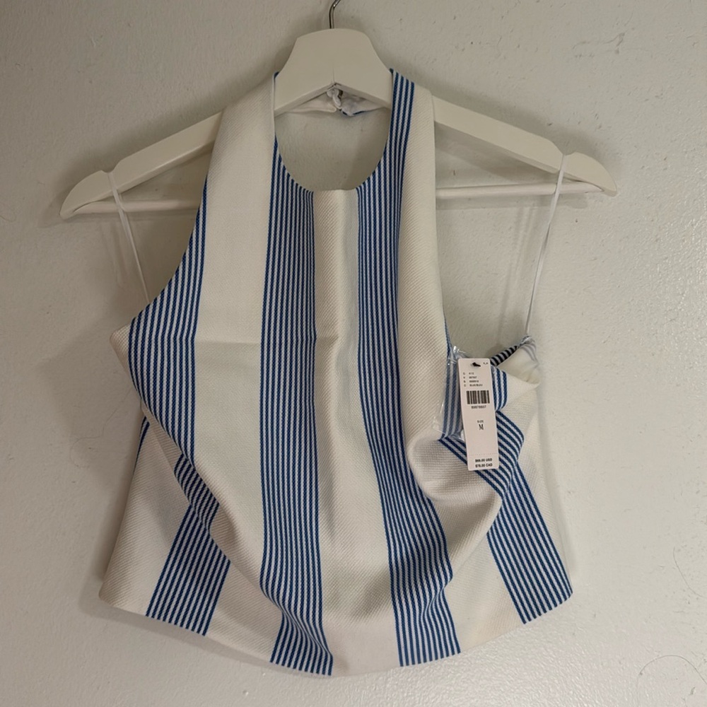 NWT Anthropologie halter blue stripe tank